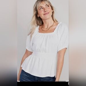 OLD NAVY PUFF SLEEVES SMOCKED BABY DOLL BLOUSE SIZE SMALL